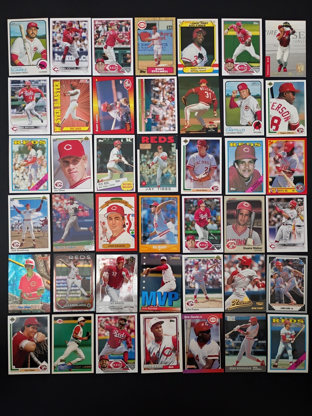 49 Cincinnati Reds Baseball Card Lot Pet Rose Dave Parker Joey Votto Larkin Gant